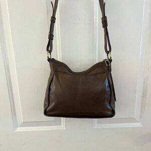 Hobo International Grey Leather Bellamy Med Bohemian Crossbody Bag